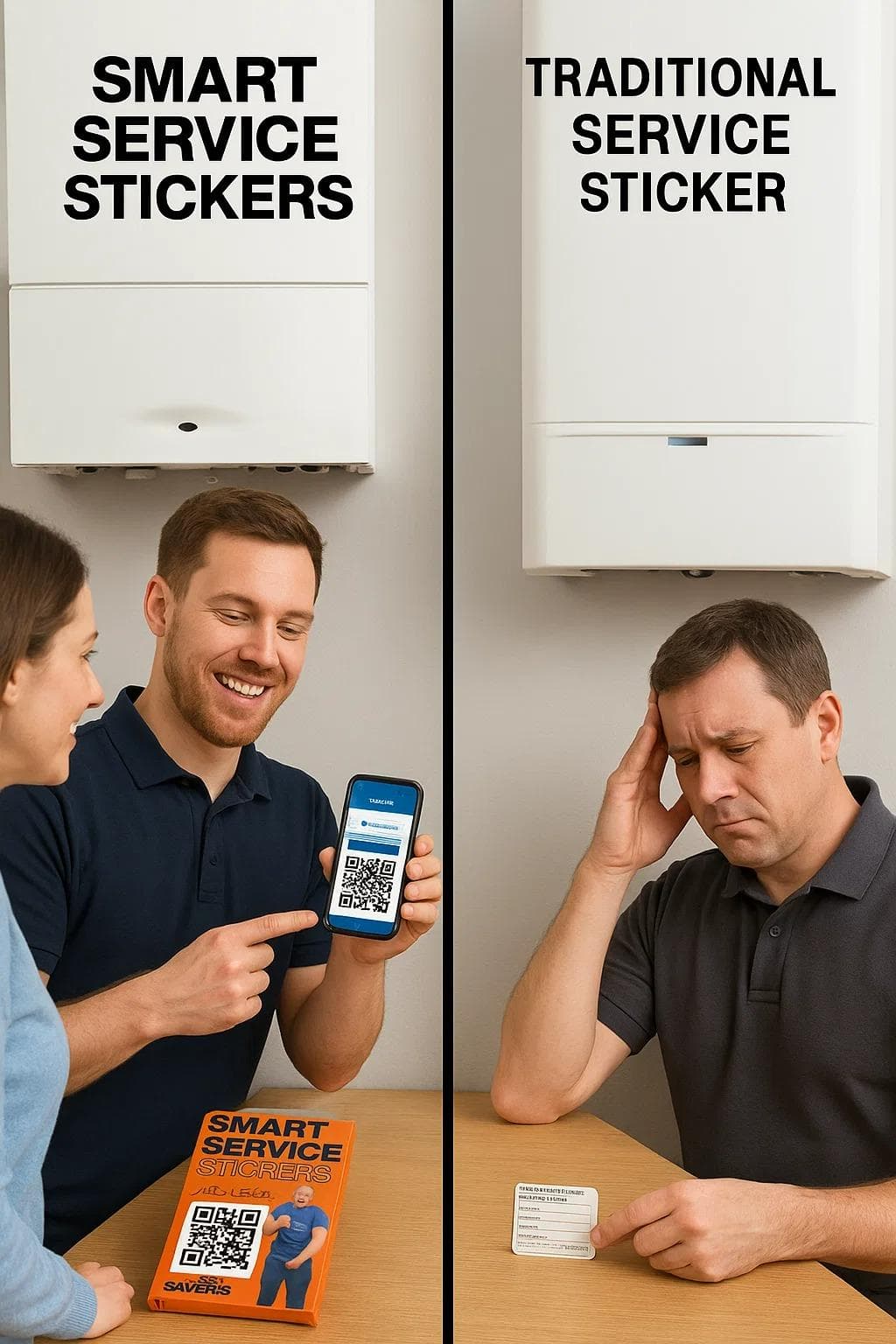 Customer scanning a smart service sticker